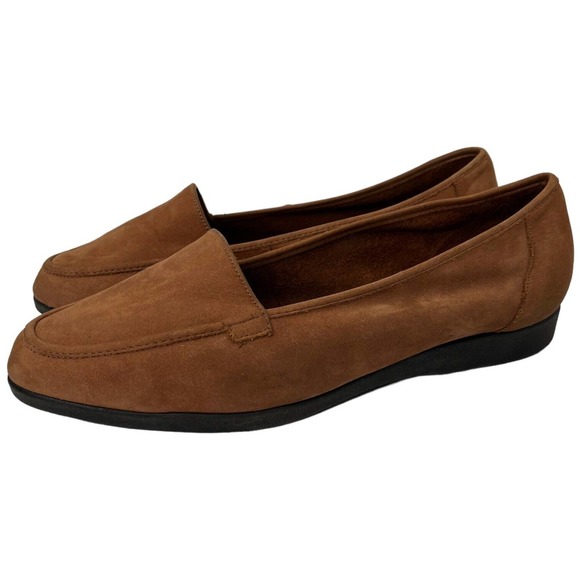 Easy Spirit Shoes - Easy Spirit Anti Shock Loafer Ballet Flats Faux Suede Camel Brown 8